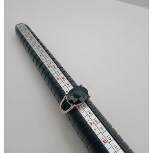 Women's Black Crystal Alloy Silver Plated Fashion Ring U.S Size 7.5